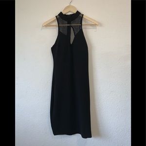 High neck black dress